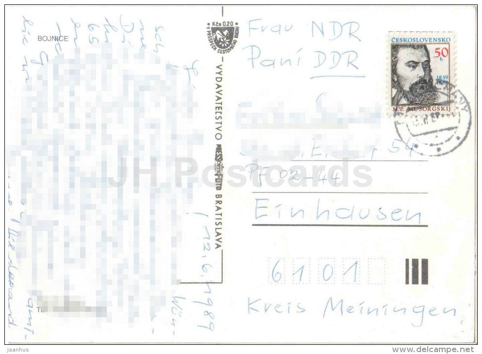 Bojnice - castle - Czechoslovakia - Slovakia - used 1989 - JH Postcards