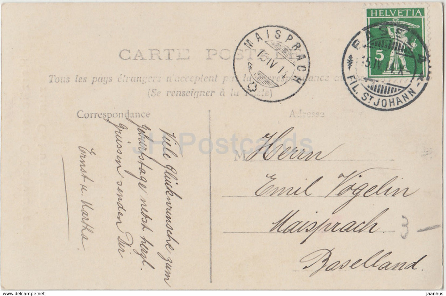 Geburtstagsgrußkarte - Herzlichen Glückwunsch zum Geburtstage - Mädchen - Irisa 2930 - alte Postkarte - 1914 Deutschland - gebraucht