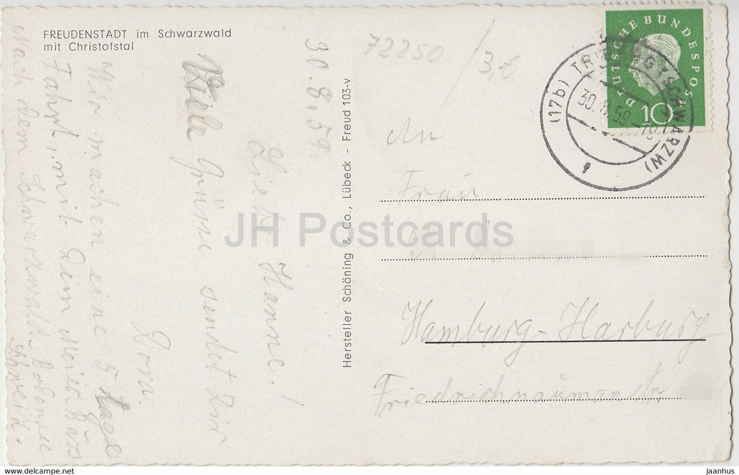 Freudenstadt im Schwarzwald mit Christofstal - alte Postkarte - 1959 - Deutschland - gebraucht