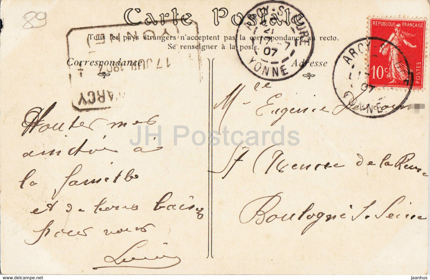 Arcy sur Cure - Les Grottes le Cabinet du Prince et le Cierge Pascal - cave - 35 - old postcard - 1907 - France - used