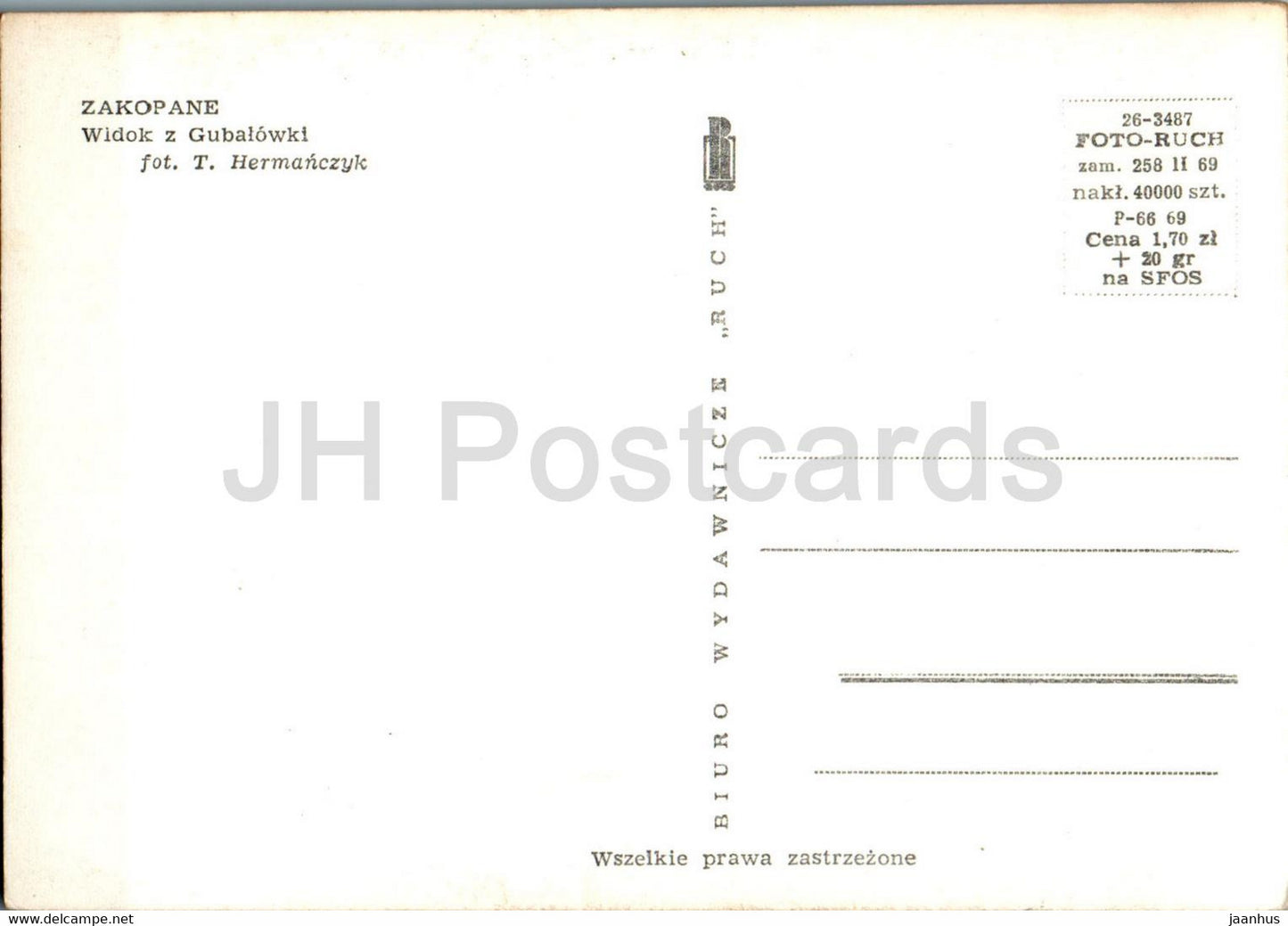 Zakopane - Widok z Gubalowki - Poland - unused