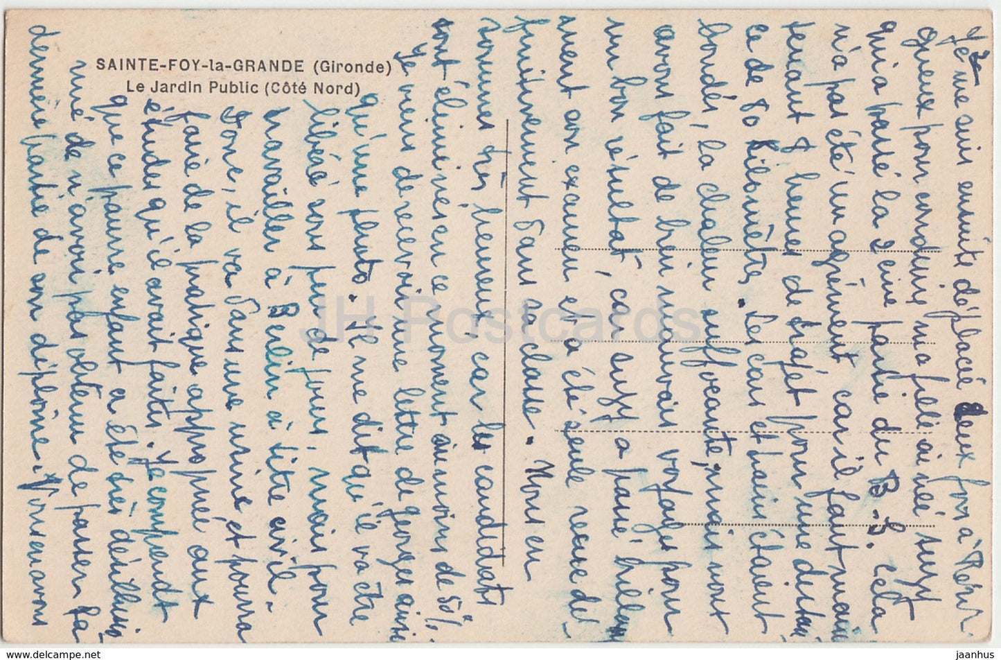 Sainte Foy la Grande - Le Jardin Public - Cote Nord - 35 - old postcard - France - used