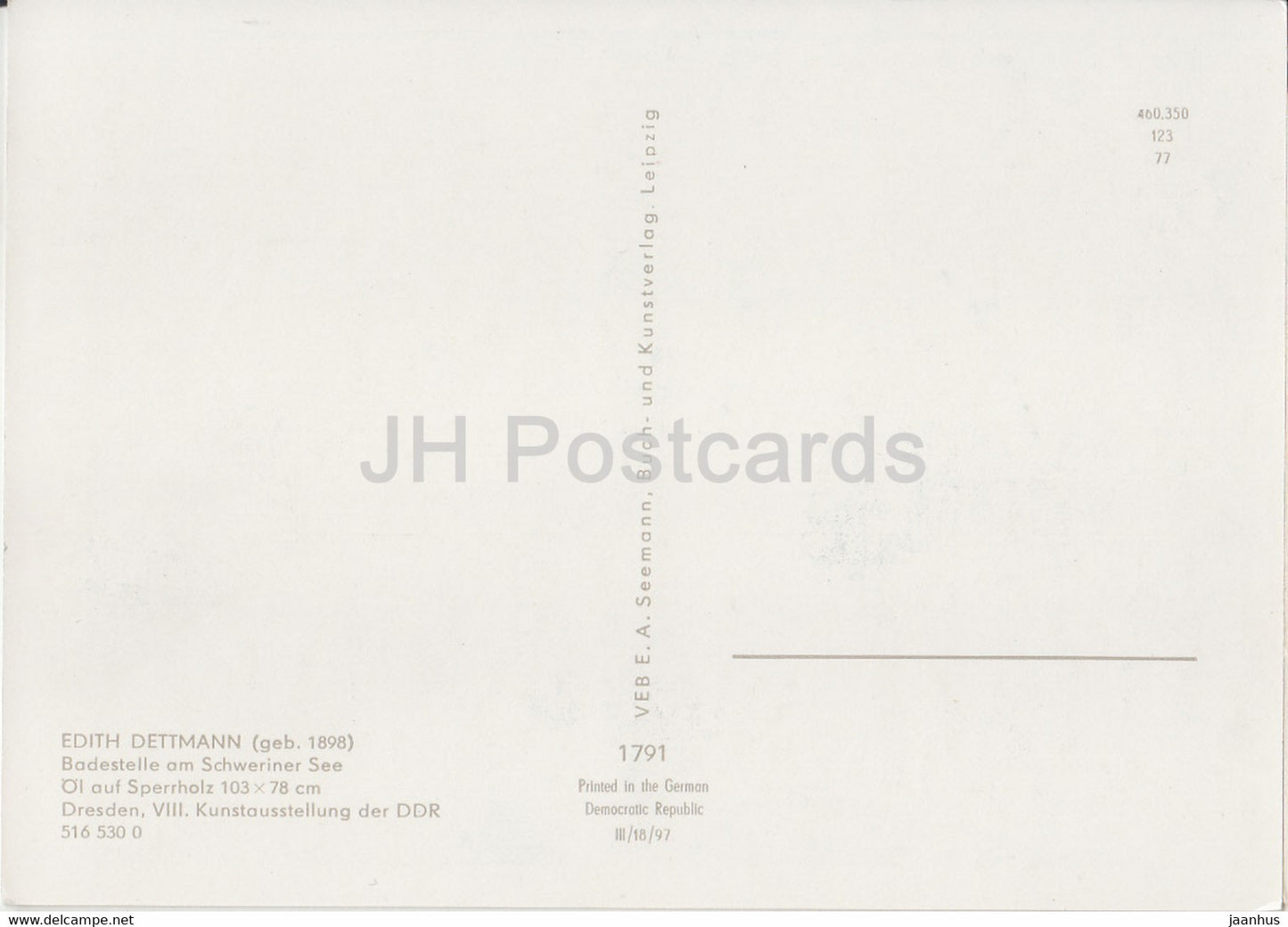 peinture d'Edith Dettmann - Badestelle am Schweriner See - 1791 - Art allemand - Allemagne DDR - inutilisé