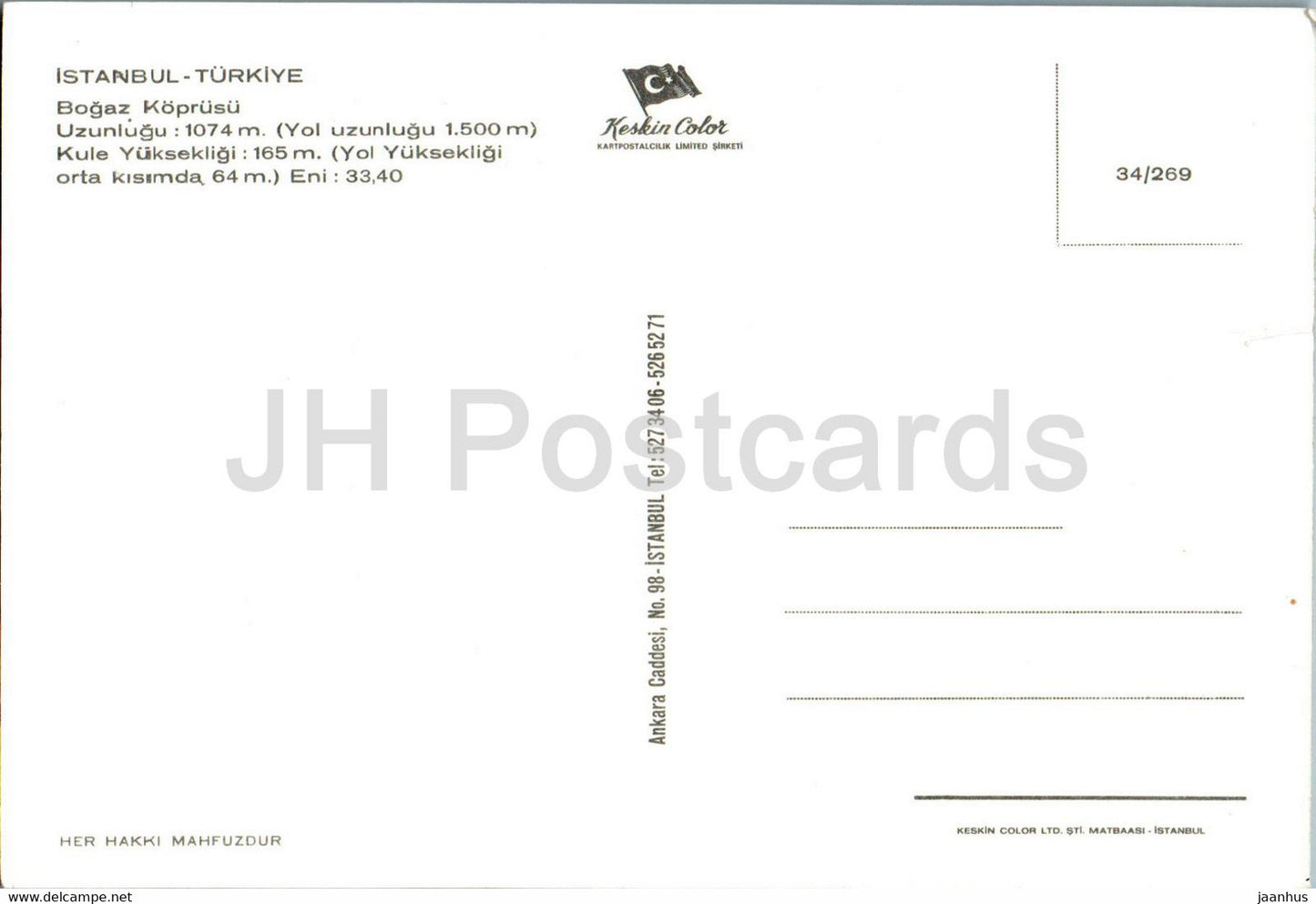 Istanbul - Bogaz Koprusu - bridge - 34/269 - Turkey - unused