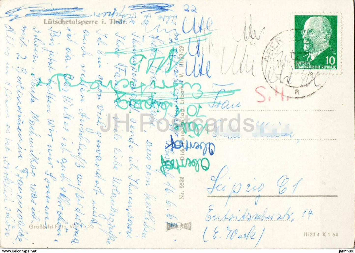 Lutschetalsperre i Thur - old postcard - 1964 - Germany DDR - used