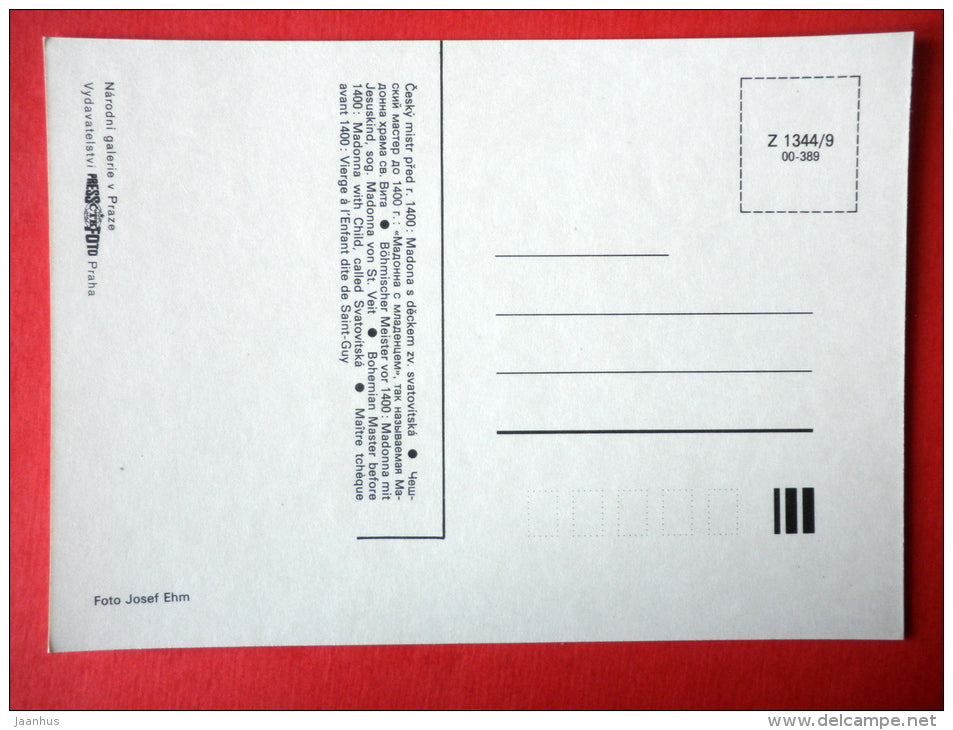 Bohemian Master , before 1400 , Madonna with Child , called Svatovitska - Czech Gothic Art - Czechoslovakia - unused - JH Postcards