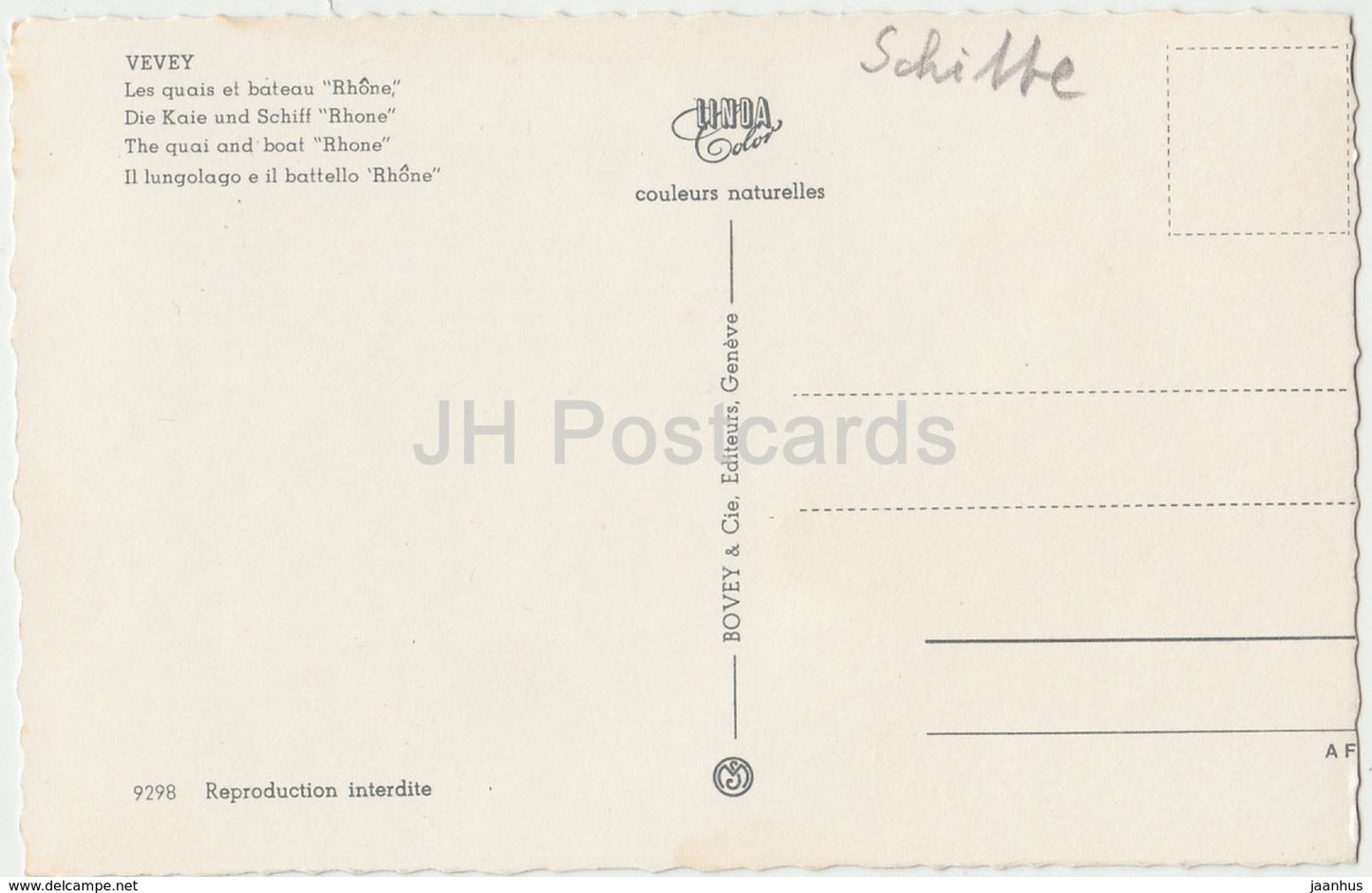 Vevey - Les quais et bateau Rhone - Der Quai und das Boot Rhone - 9298 - Schweiz - unbenutzt