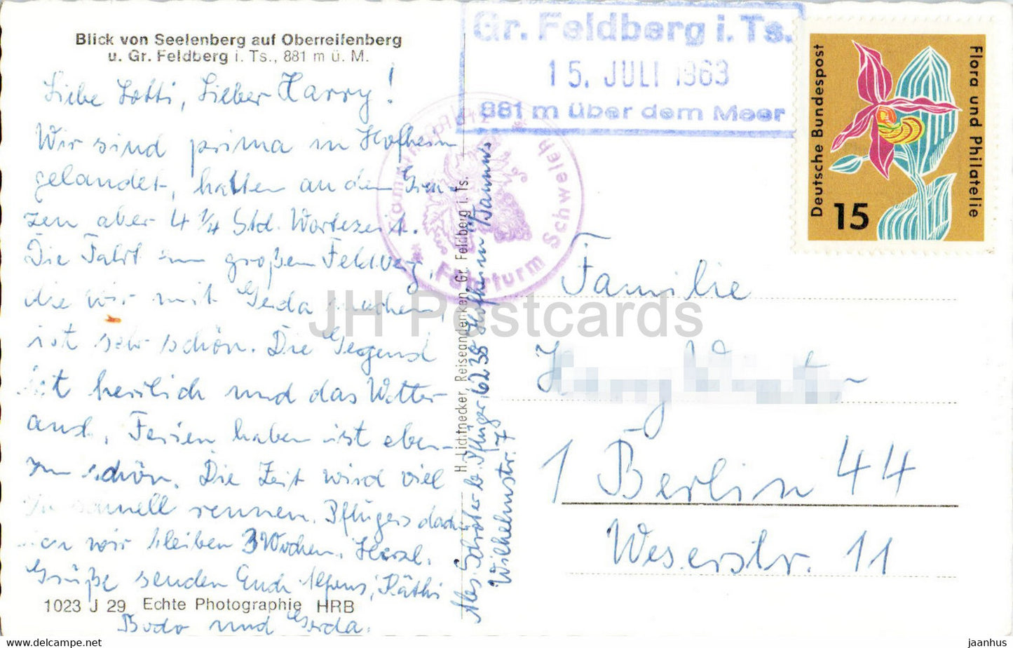 Blick von Seelenberg auf Oberreifenberg u Feldberg - 1963 - Germany - used