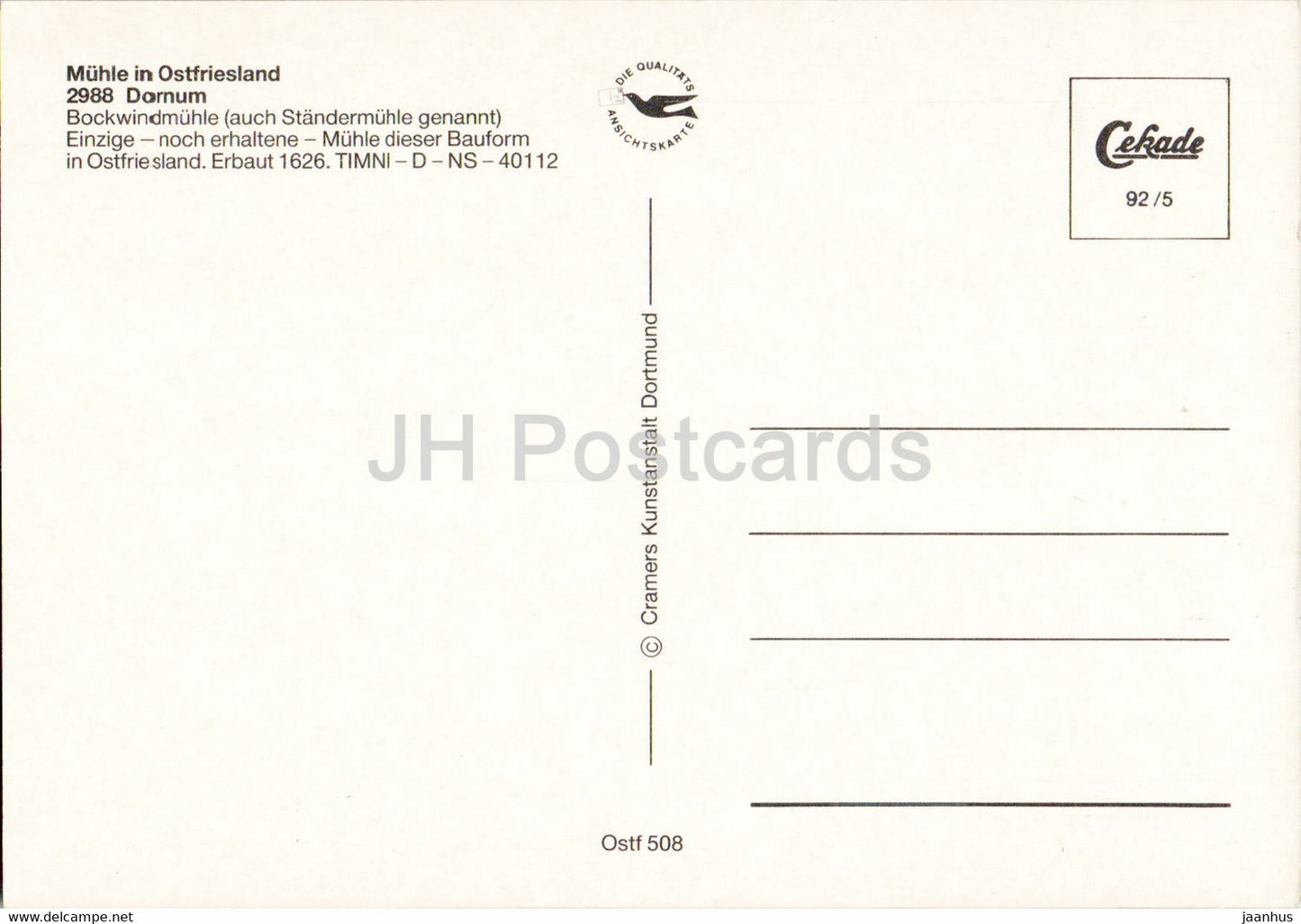 Muhle in Ostfriesland - 2988 Dorum - windmill - Germany - unused