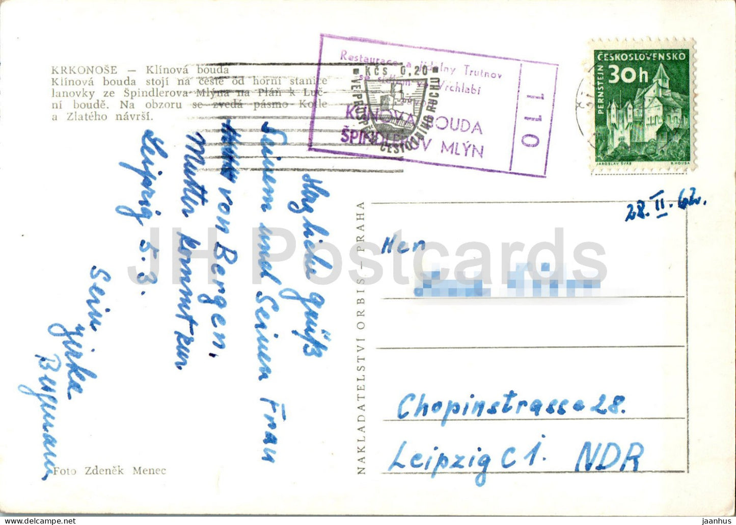 Krkonose - Klinova bouda - Klin's shed - skiing - mountain - Czech Repubic - Czechoslovakia - used