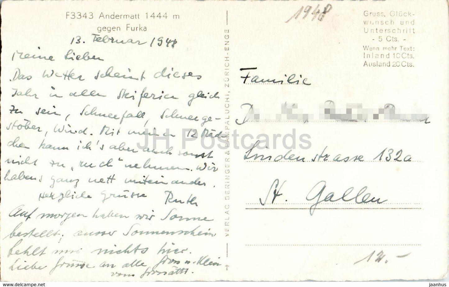 Andermatt 1444 m gegen Furka - F3343 - carte postale ancienne - Suisse - occasion