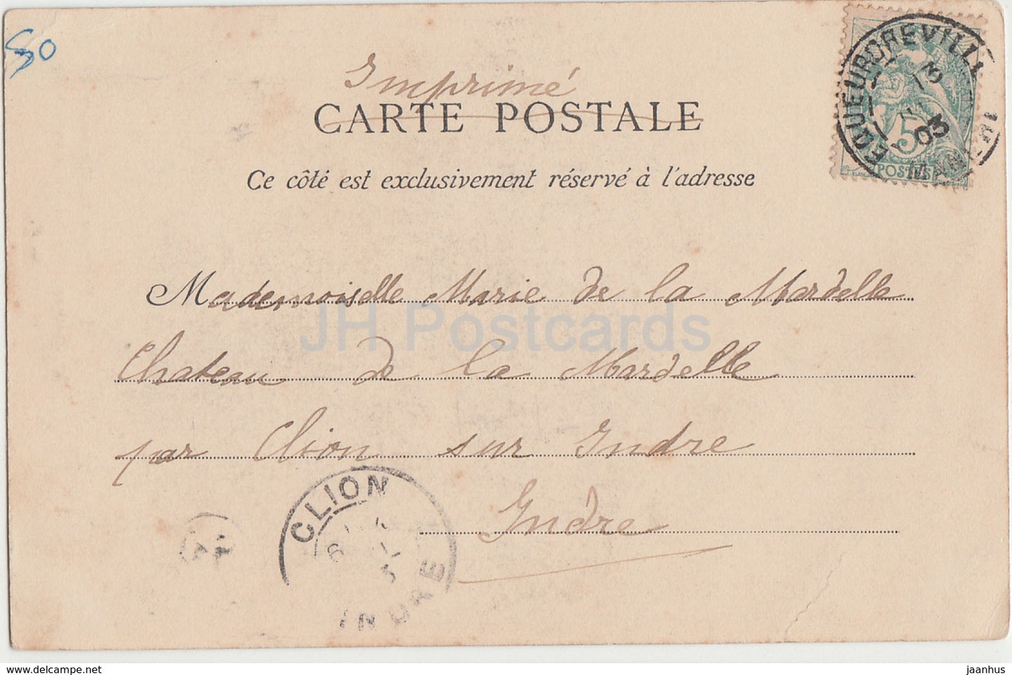 Environs de Cherbourg - Le Chateau de Tourlaville - cote Sud - castle - 1903 - old postcard - France - used