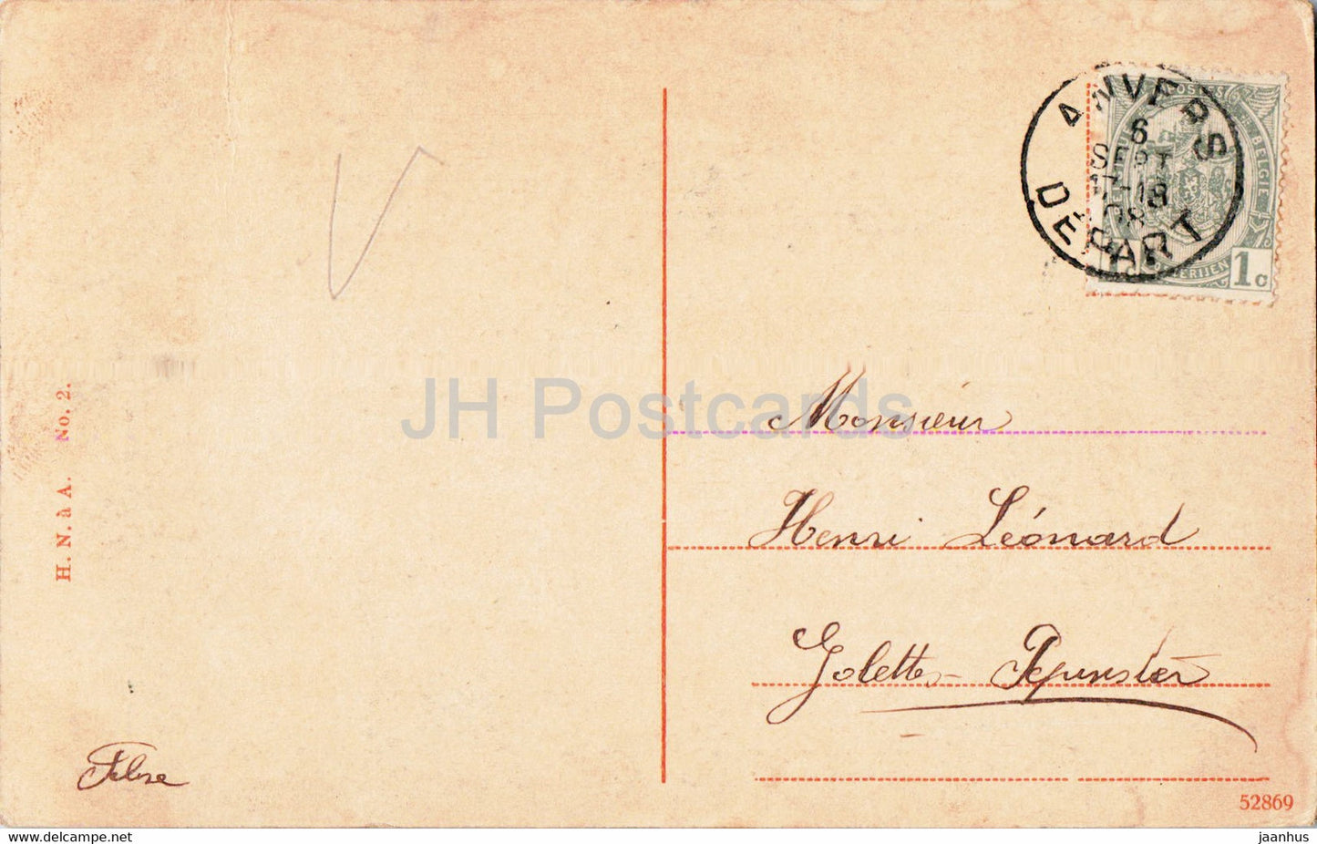 Anvers - Anvers - Statue Rubens et Flèche de la Cathédrale - monument - carte postale ancienne - 1908 - Belgique - occasion