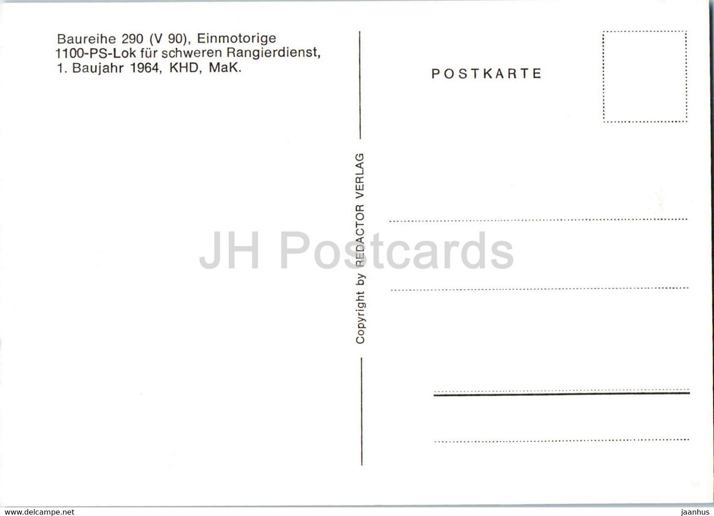 Baureihe 290 - 1100-PS-LOK - train - railway - locomotive - Germany - unused