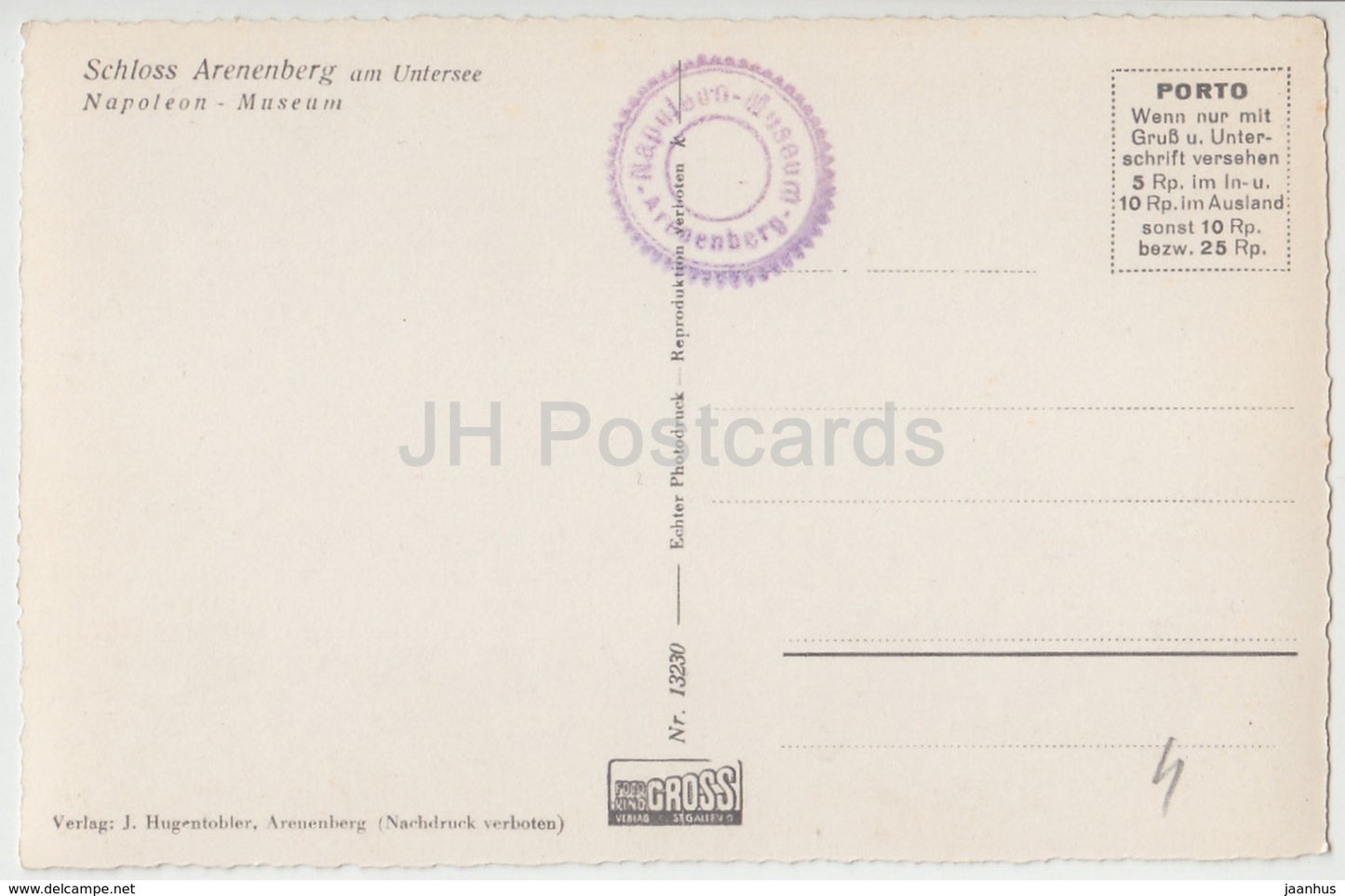 Schloss Arenenberg am Untersee - Napoleon-Museum - 11779 - Schweiz - alte Postkarte - unbenutzt