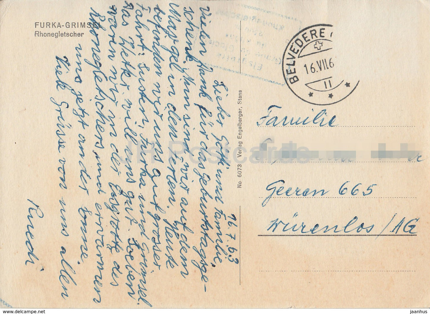 Furka Grimsel - Rhonegletscher - multiview - 6073 - 1963 - Switzerland - used