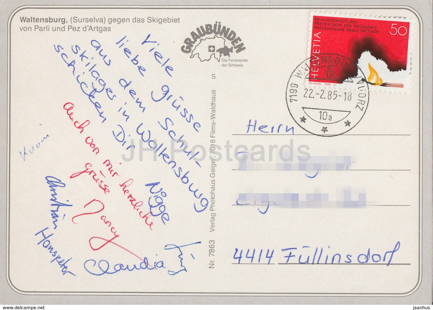 Waltensburg - Parli - Pez d'Artgas - 1985 - Switzerland - used