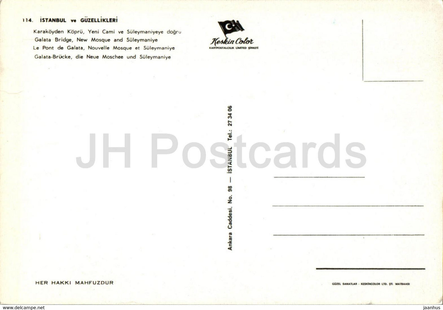 Istanbul - Galata Bridge - New Mosque and Suleymaniye - ship - 114 - Turkey - unused