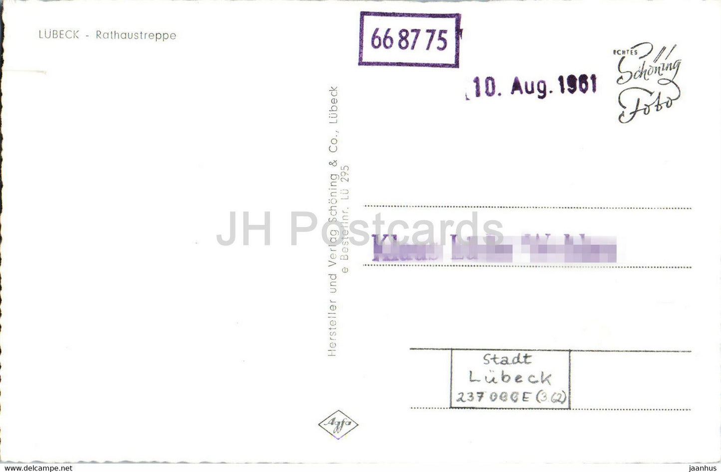 Lubeck - Rathaustreppe - old postcard - 1961 - Germany - used