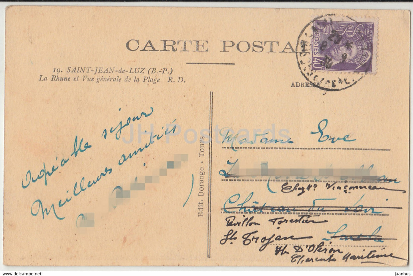 Saint Jean de Luz - La Rhune et Vue Generale de la Plage - 19 - old postcard - 1939 - France - used