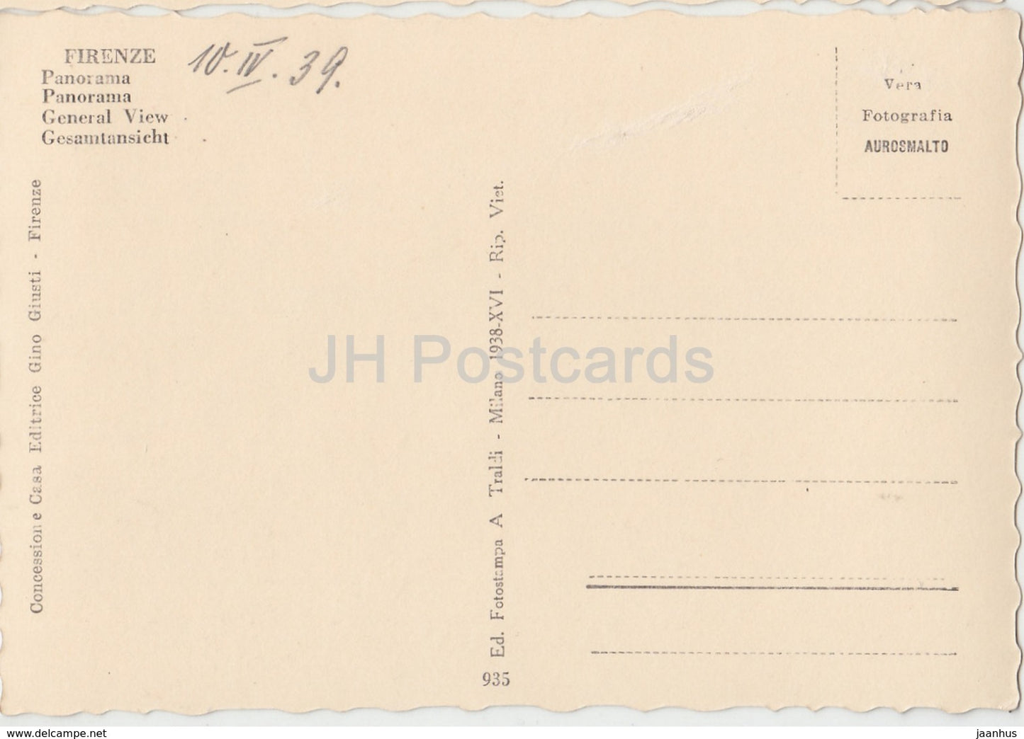 Firenze - Florence - panorama - 935 - 1939 - old postcard - Italy - used