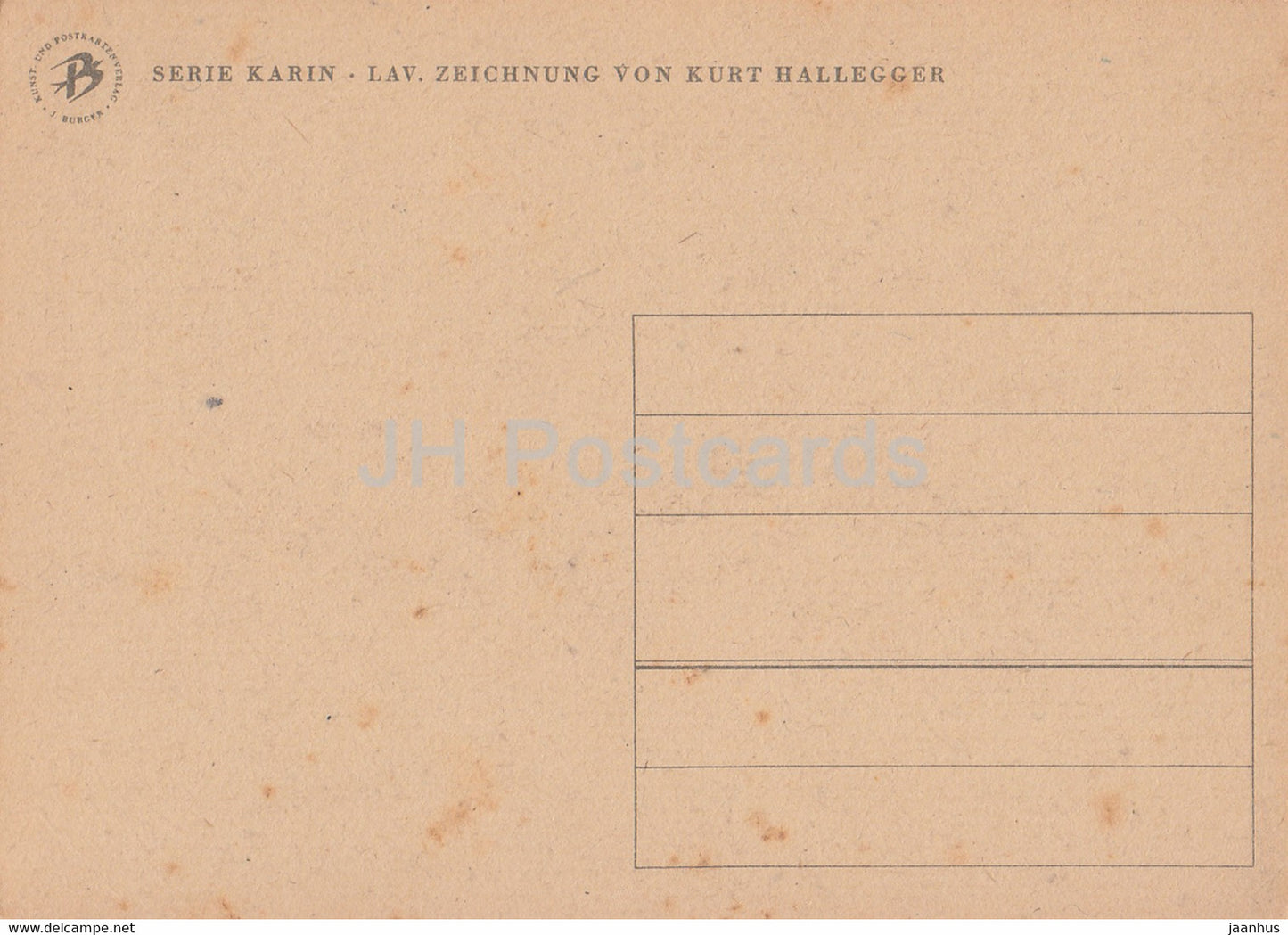 drawing by Kurt Hallegger - Serie Karin - old postcard - Germany - unused