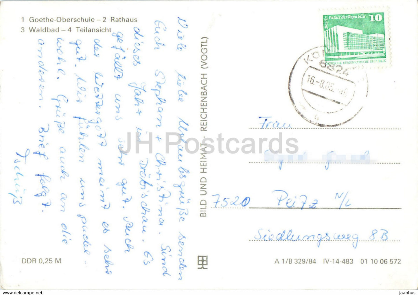 Konigsee - Kr Rudolstadt - Goethe Oberschule - Rathaus - Waldbad - pool - 1985 - Germany DDR - used