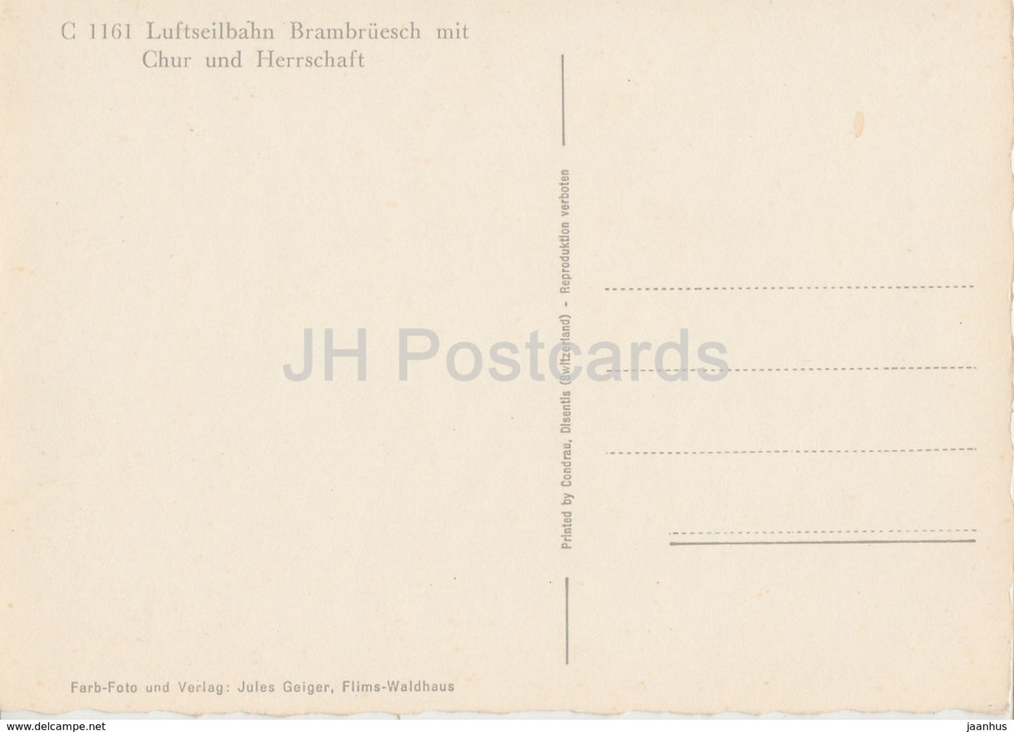 Luftseilbahn Brambruesch mit Chur und Herrschaft - cable car - Switzerland - unused