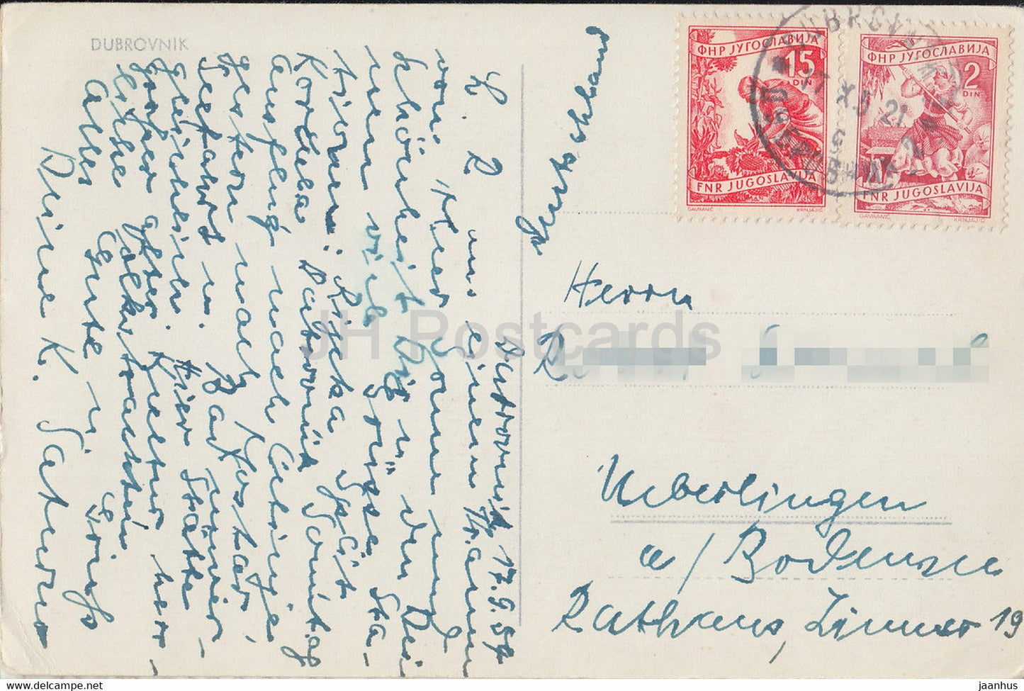 Dubrovnik - carte postale ancienne - 1954 - Yougoslavie - Croatie - utilisé