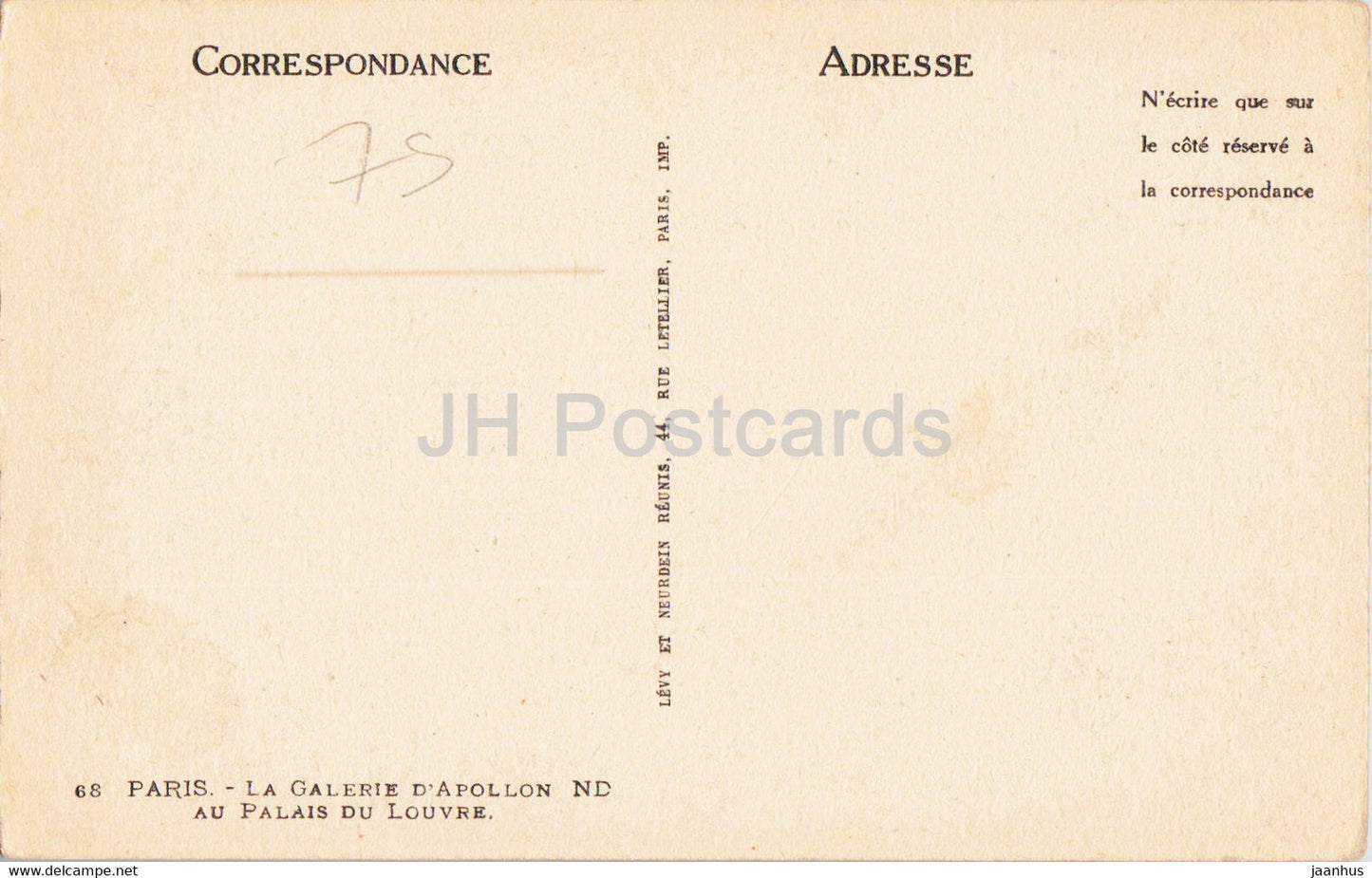 Paris - La Galerie d'Apollon au Palais du Louvre - 68 - alte Postkarte - Frankreich - unbenutzt