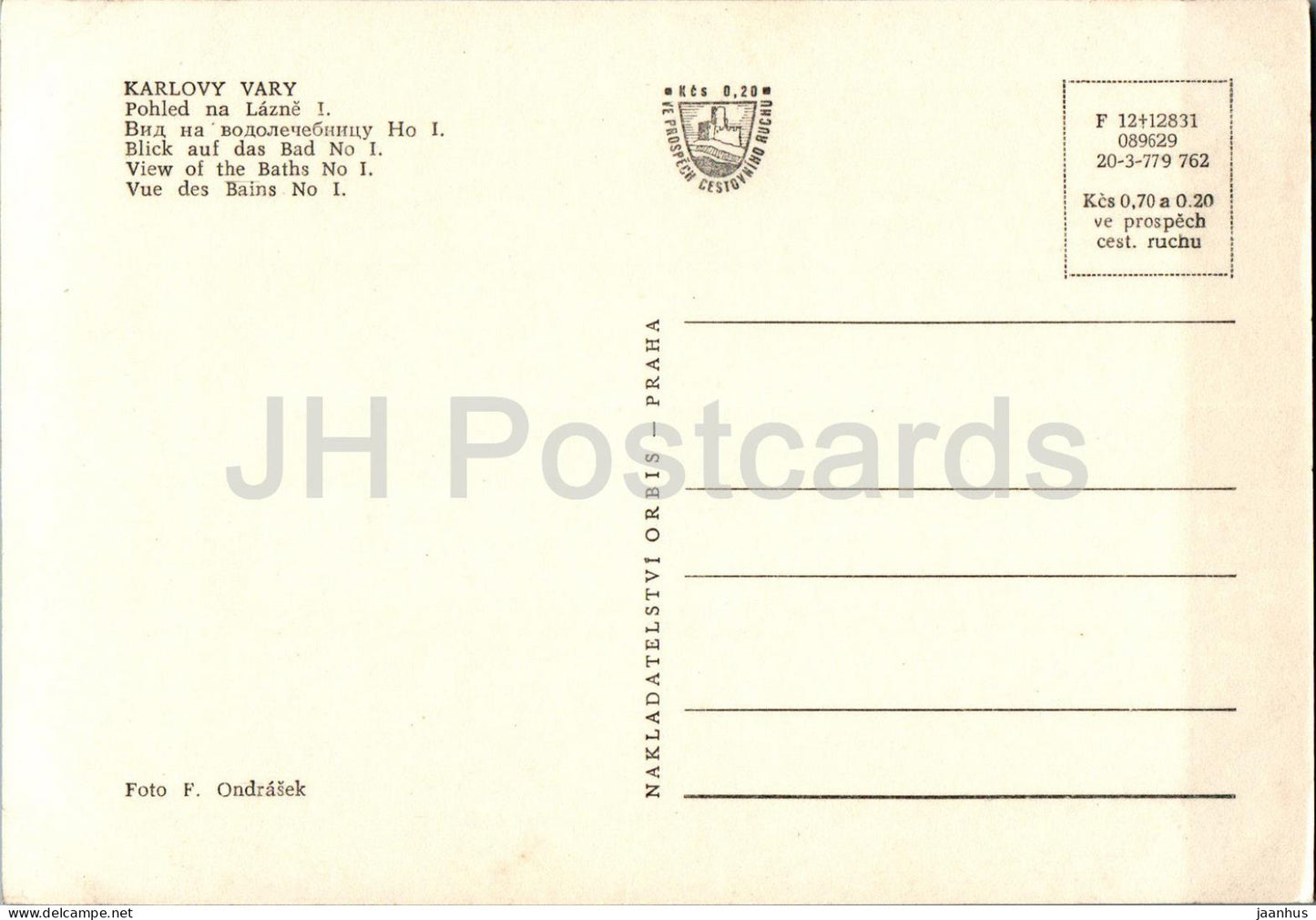 Karlovy Vary - Pohled na Lazne I - View of the Baths No I - 089629 - Czech Republic - Czechoslovakia - unused