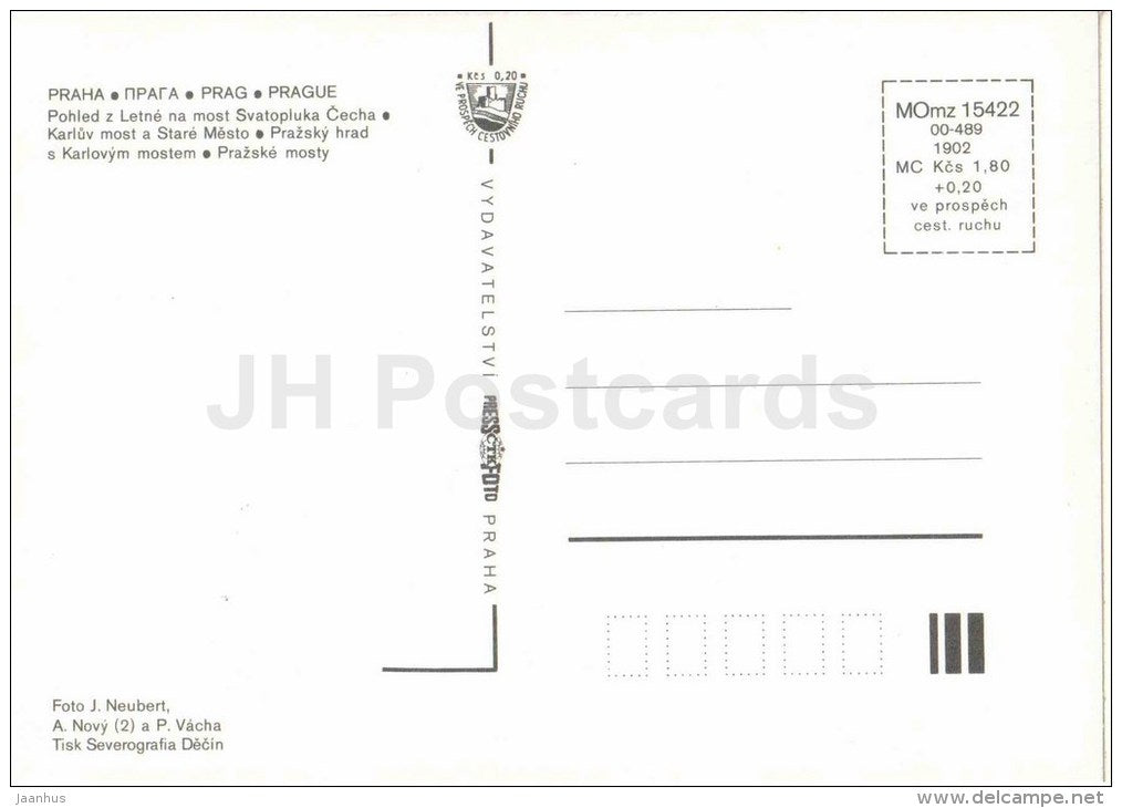 Svatopluk Cech bridge - Charles bridge - Prague castle - Praha - Prague - Czechoslovakia - Czech - unused - JH Postcards