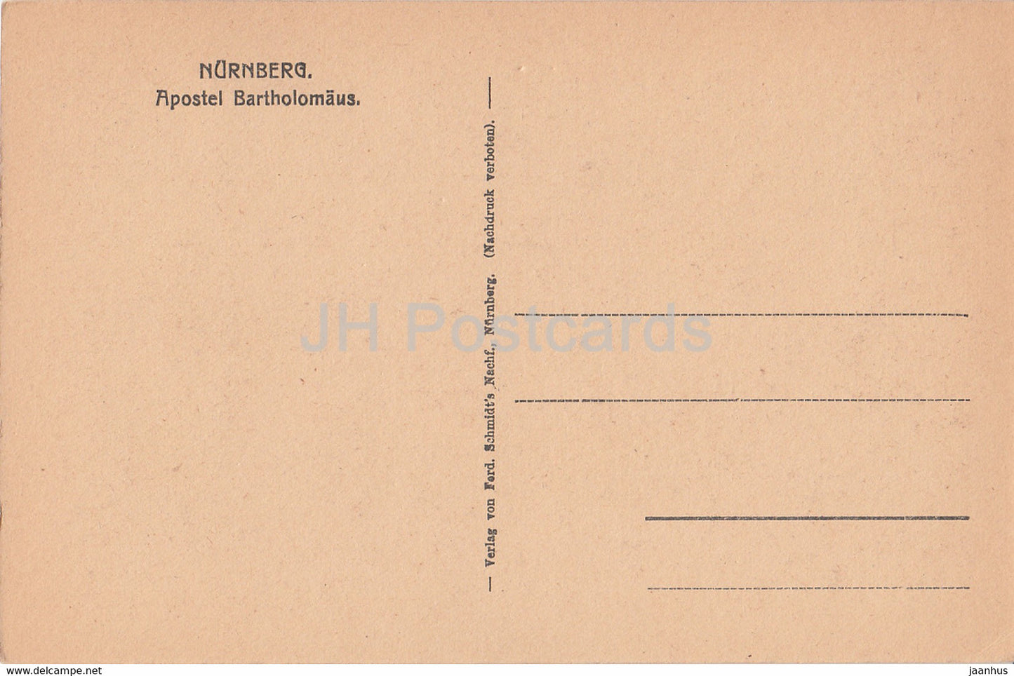 Nuremberg - Apostel Bartholomaus - carte postale ancienne - Allemagne - inutilisée