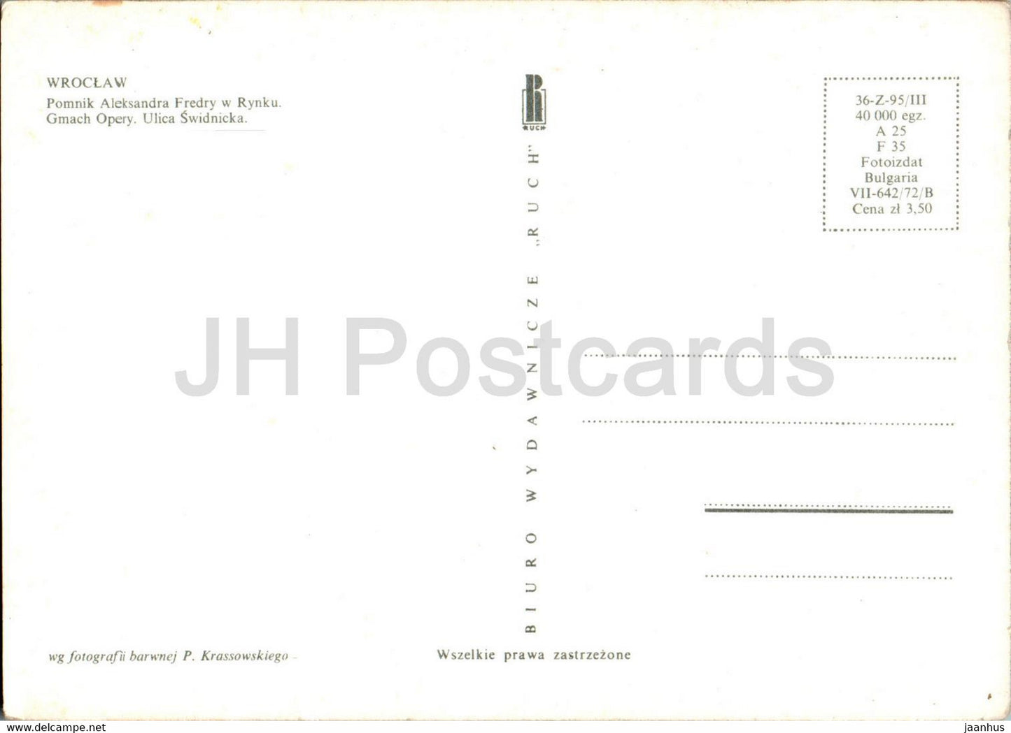Wroclaw - Pomnik Aleksandra Fredry w Rynku - Gmach Opery - ulica Swidnicka - opera theatre - multiview - Poland - unused