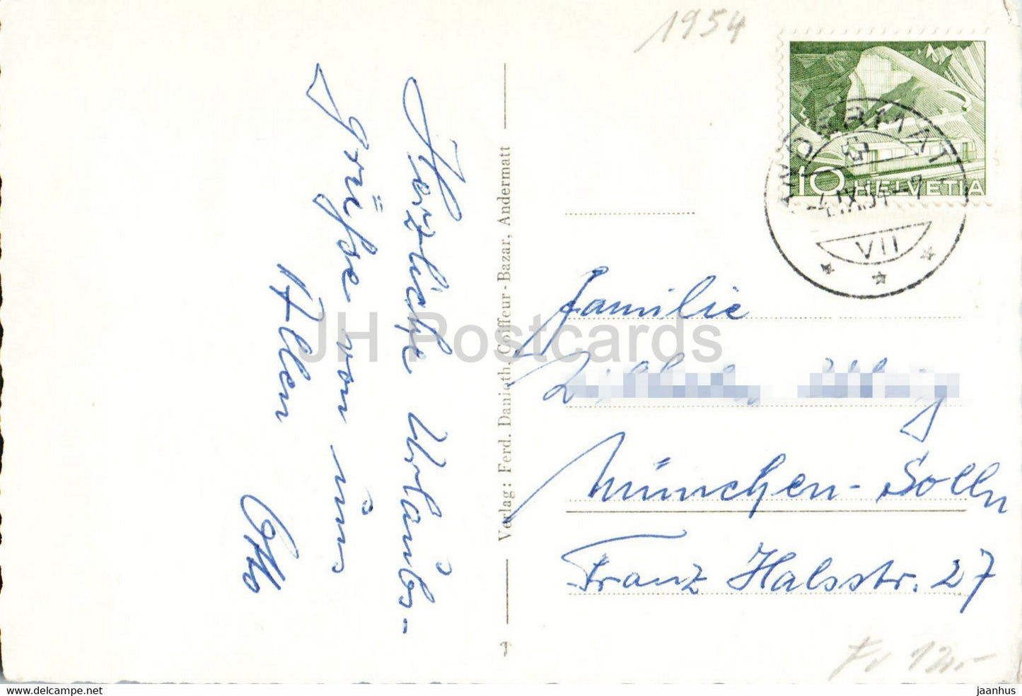 Andermatt 1444 m gegen Batzberg - 4209 - carte postale ancienne - 1954 - Suisse - utilisé