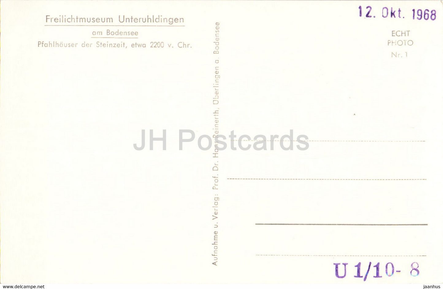Freilichtmuseum Unteruhldingen am Bodensee - Pfahlhauser der Steinzeit 2200 v. Chr. alt - alte Postkarte - Deutschland - unbenutzt