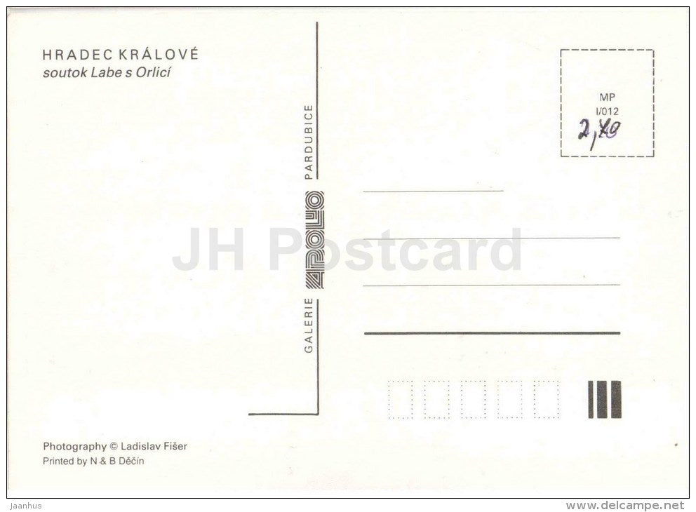 Hradec Kralove - winter view - swan - Czech Republic - unused - JH Postcards