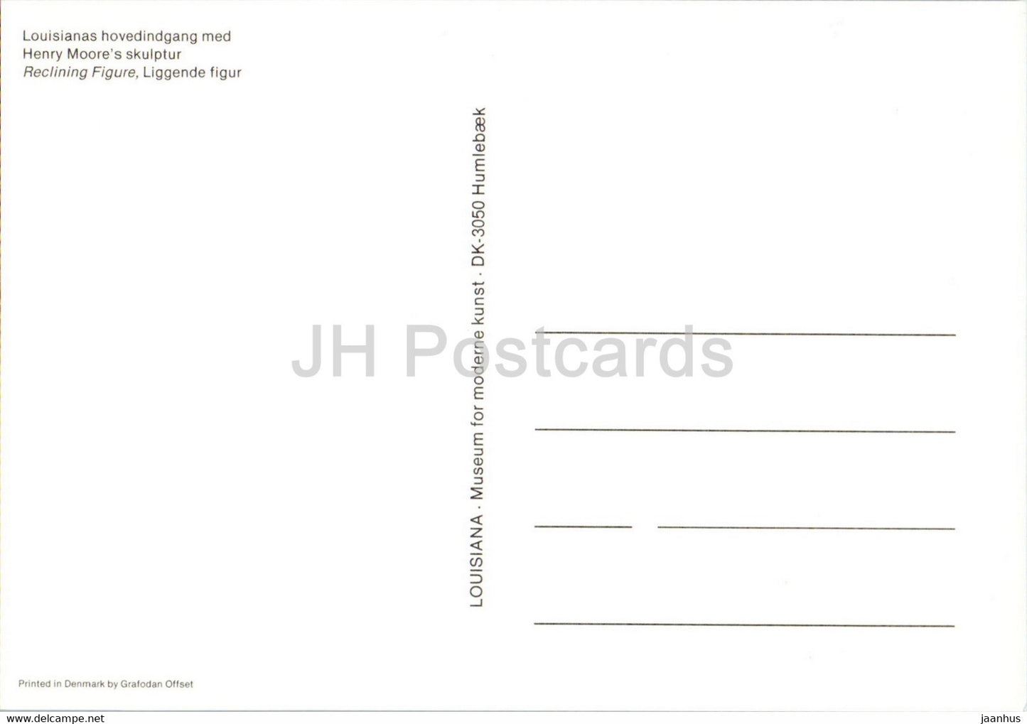 sculpture by Henry Moore - Reclining Figure - Louisiana Museum of Modern Art - English art - Denmark - unused