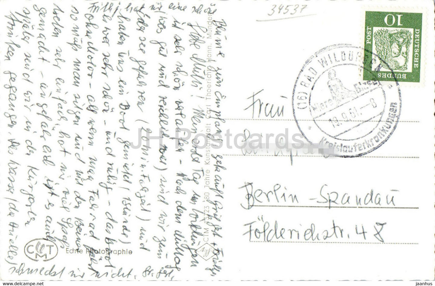 Schloss Waldeck - Fliegeraufnahme - castle - 1961 - Germany - used