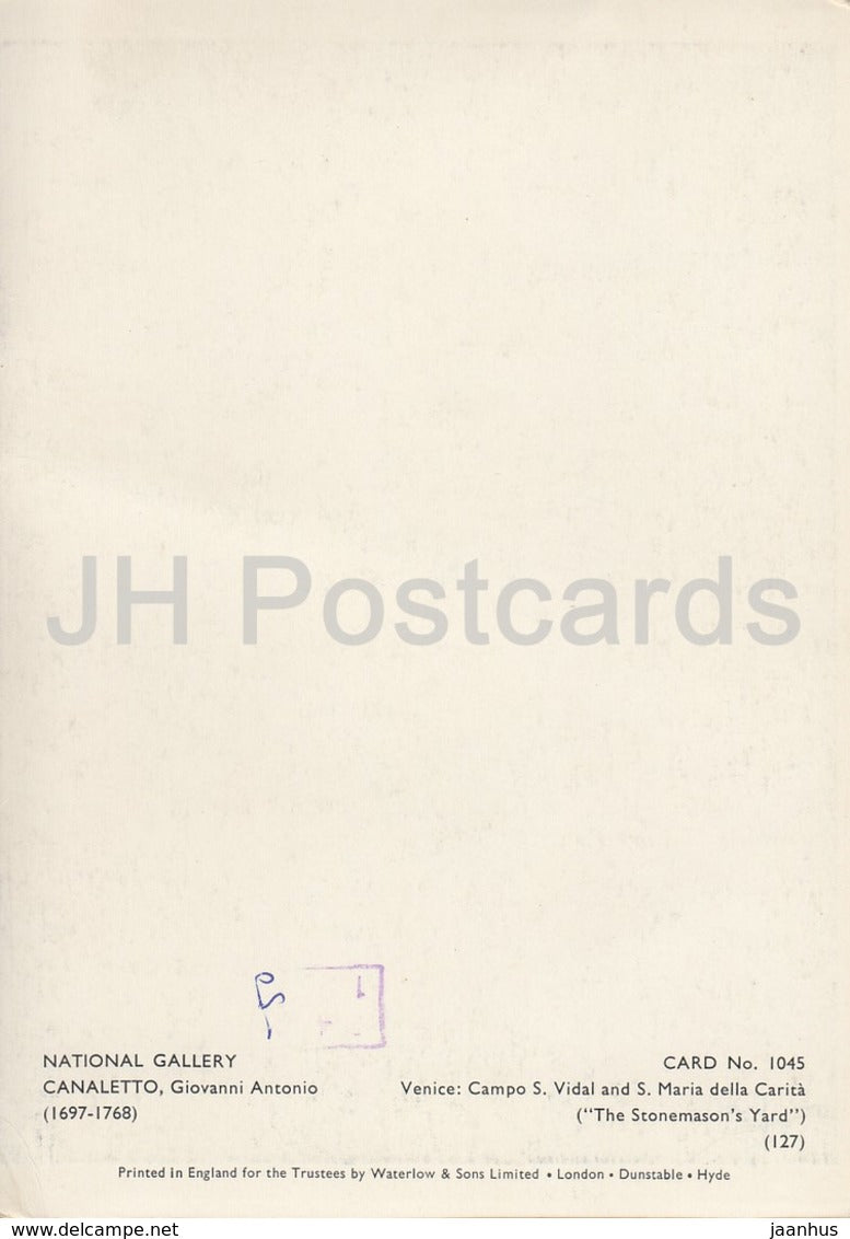 painting by Canaletto - Venice - Campo S. Vidal and S. Maria della Carita - Italian art - England - unused