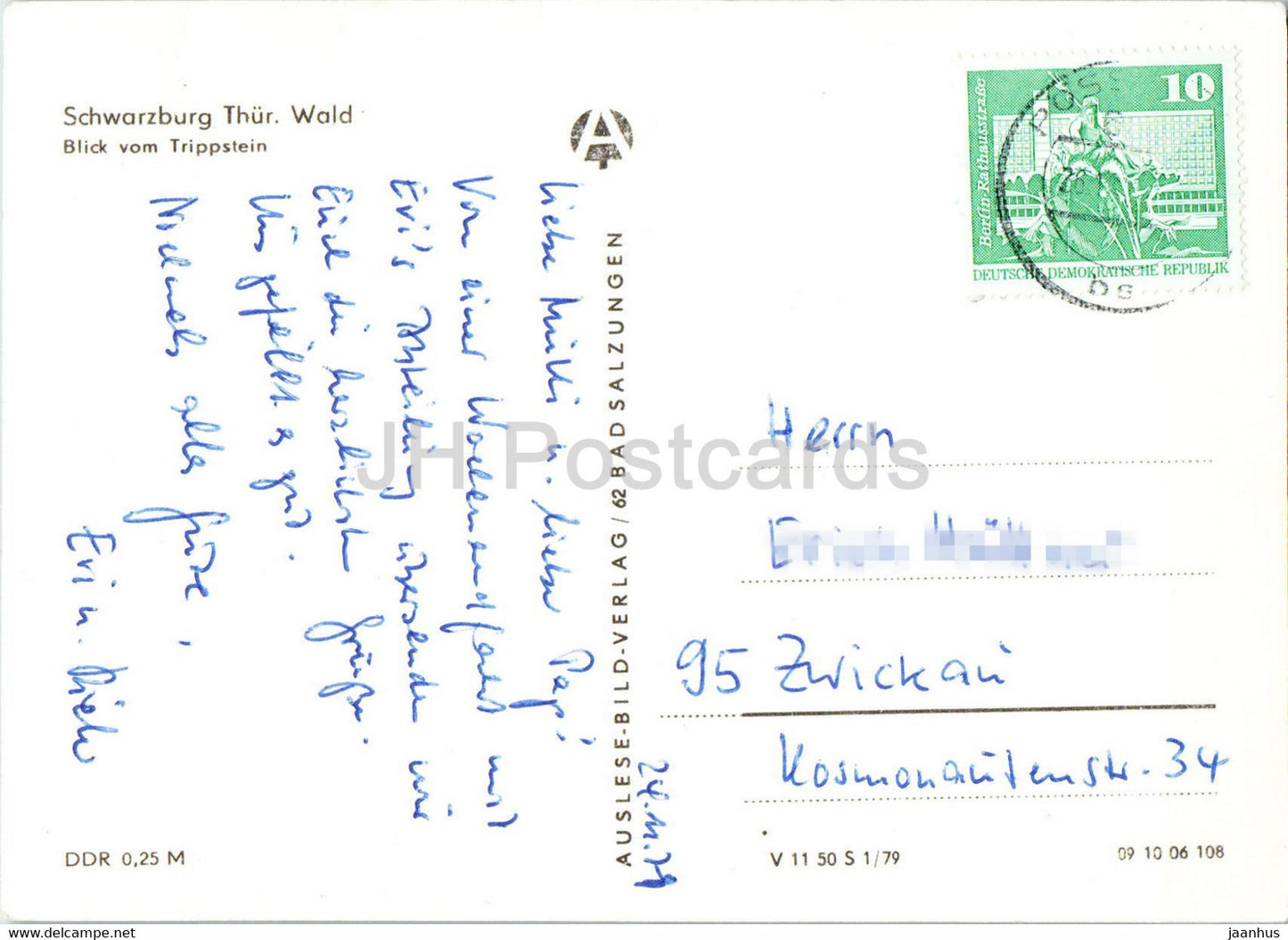 Schwarzburg - Blick vom Trippstein - Thur Wald - Germany DDR - used