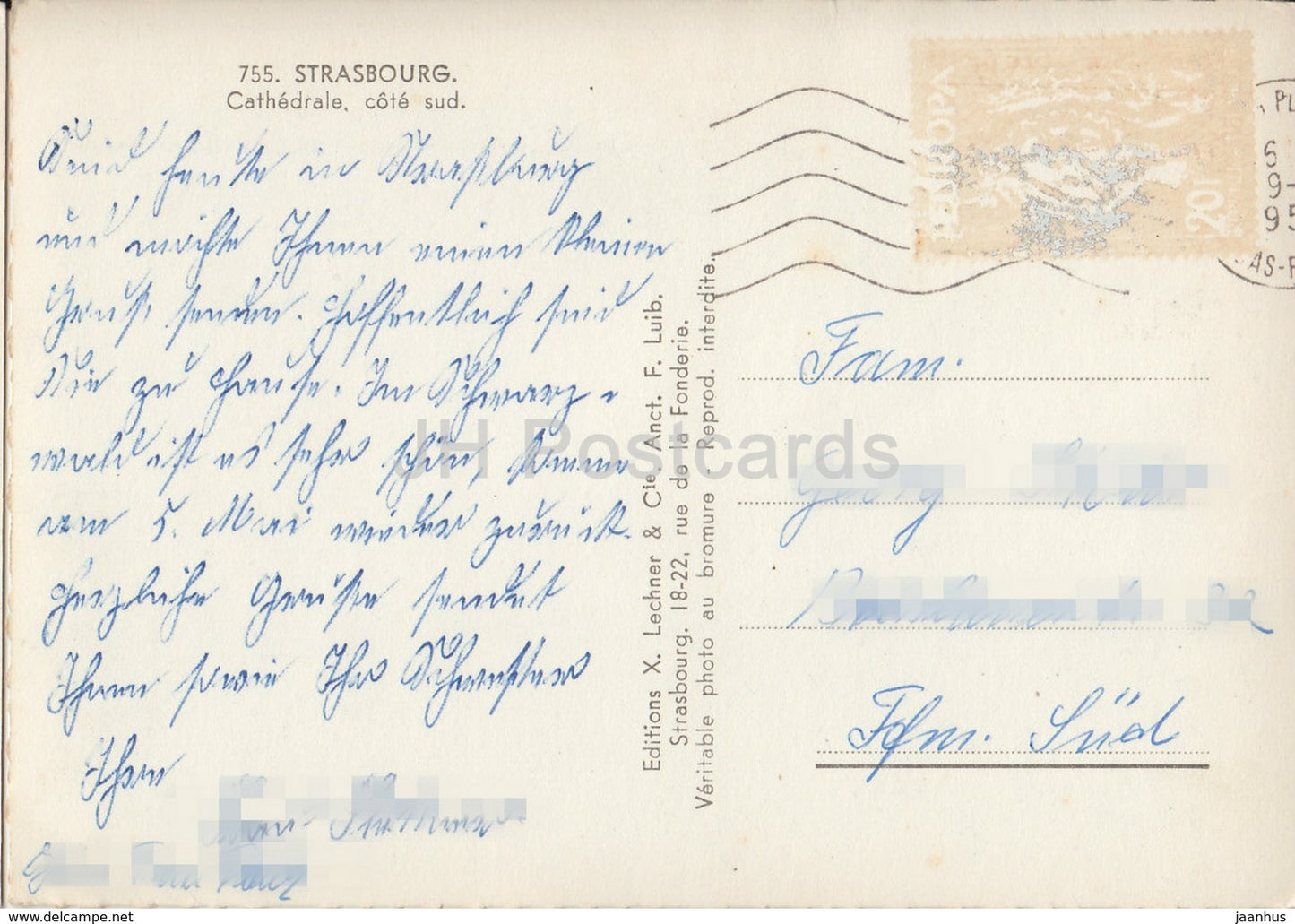 Strasbourg - Cathédrale cote sud - cathédrale - 755 - France - années 1950 - utilisé