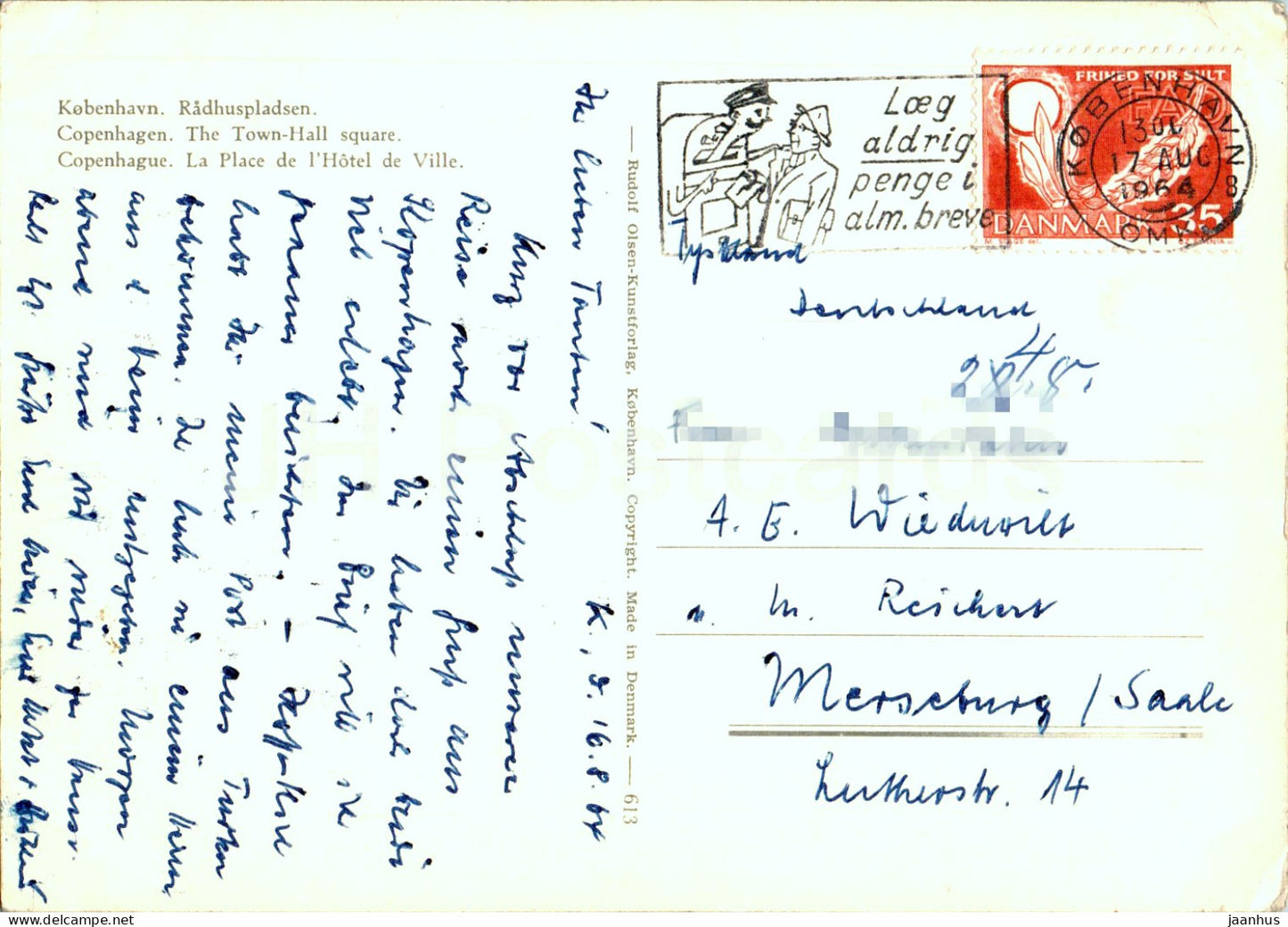 Copenhagen - Kobenhavn - Radhuspladsen - Town Hall Square - 613 - 1964 - Denmark - used