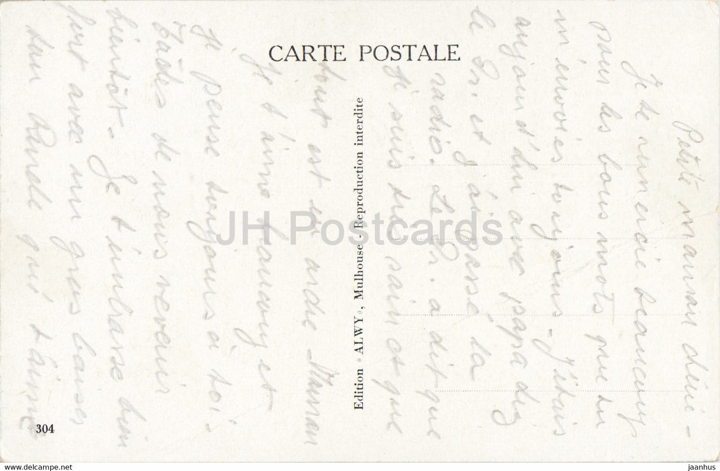 Boy and Girl - folk costumes - illustration - FK - 304 - ALWY - old postcard - France - used