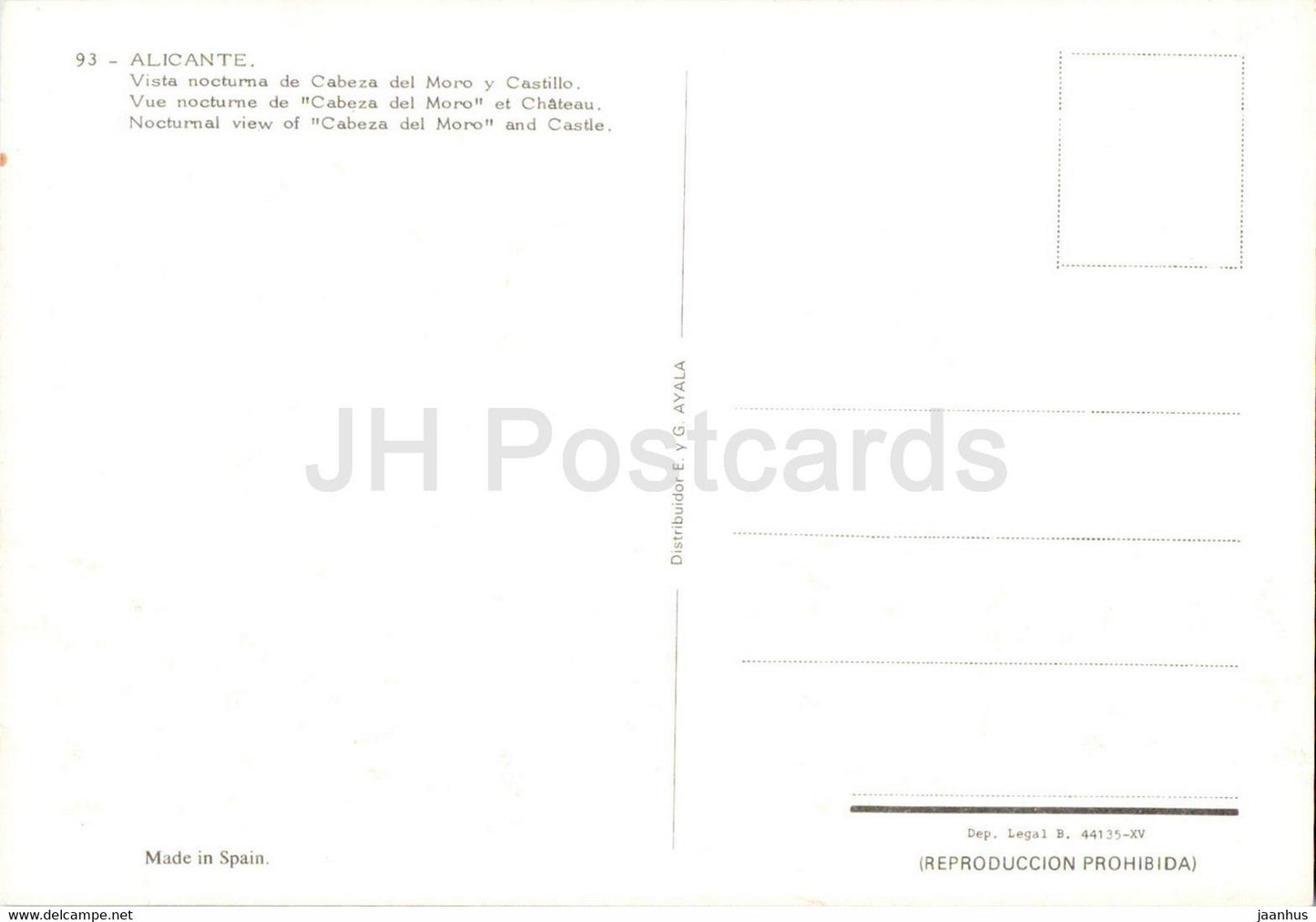 Alicante - Vista nocturna de Cabeza del Moro y Castillo - 93 - Spain - unused