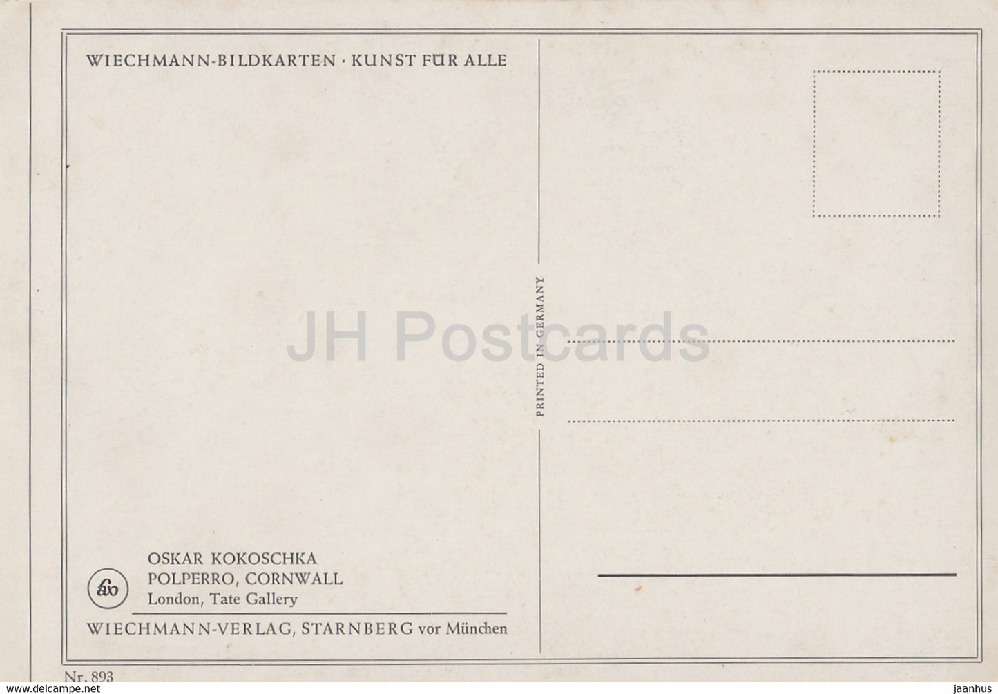 peinture d'Oskar Kokoschka - Polperro - Cornouailles - 893 - Art autrichien - Allemagne - inutilisé