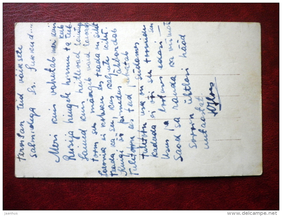 lady - red rose - flowers - SAPI 2547 - old postcard - circulated in Estonia - used - JH Postcards