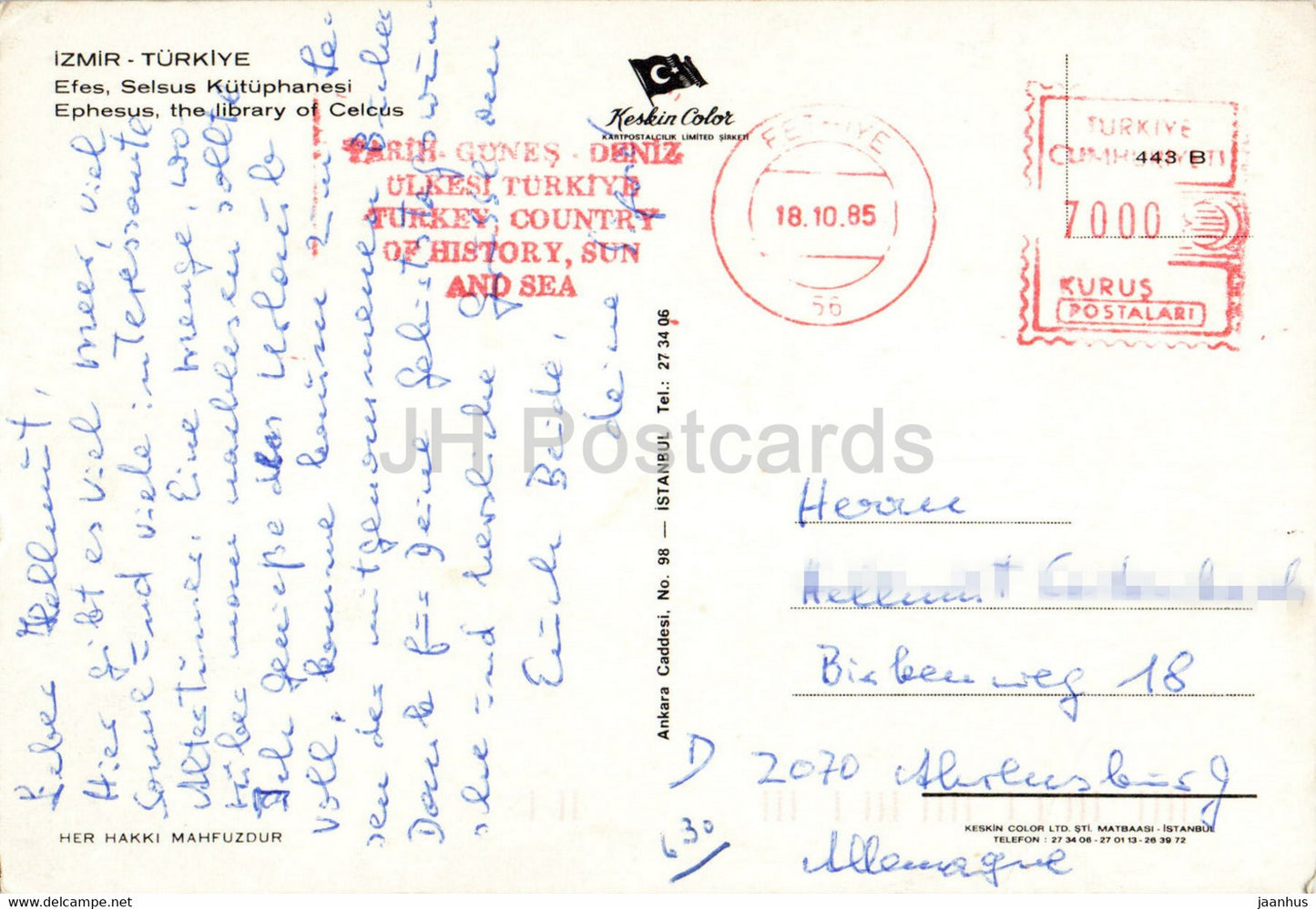 Izmir – Ephesus, die Bibliothek von Celcus – Antike Welt – Keskin – 443 – 1985 – Türkei – gebraucht