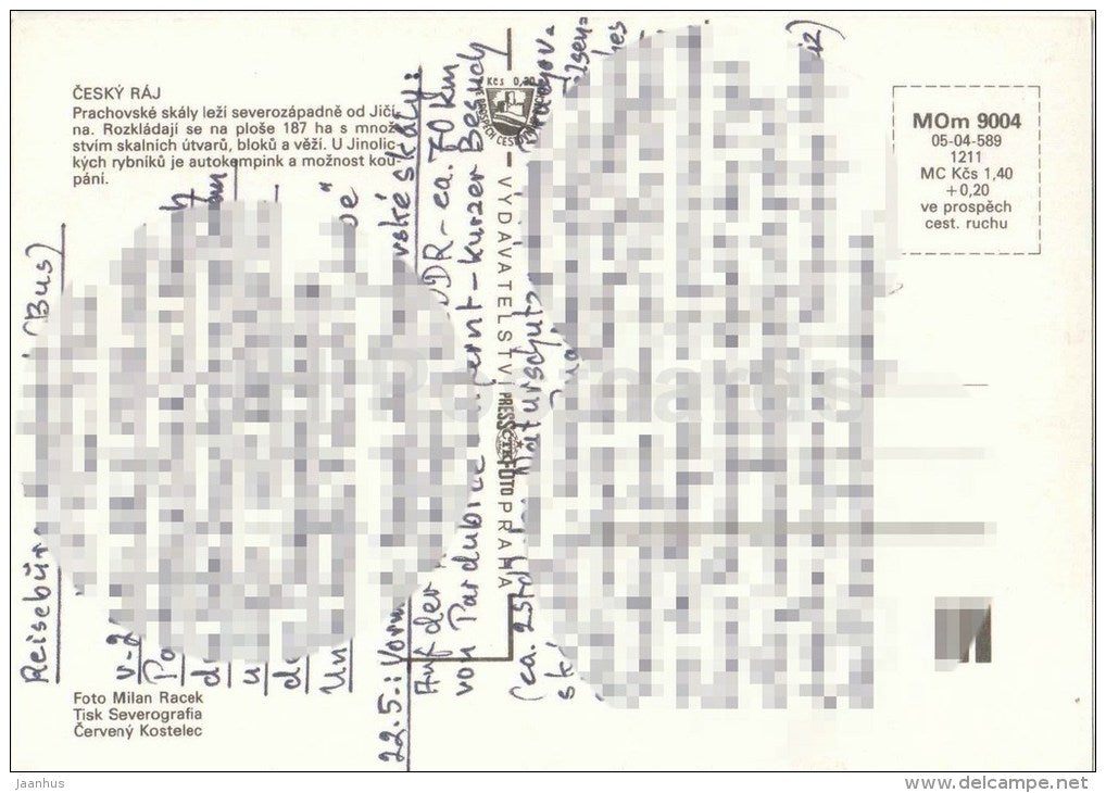 Prachovske Skaly - 1 - rocks - Czechoslovakia - Czech - used - JH Postcards