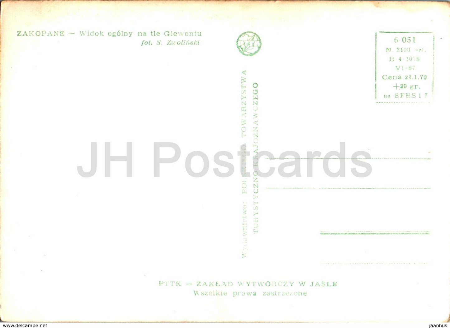 Zakopane - Widok ogolny na tle Giewontu - Poland - unused